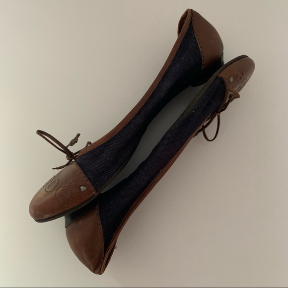 Chloe Denim Leather Flats - Picture 4 of 13